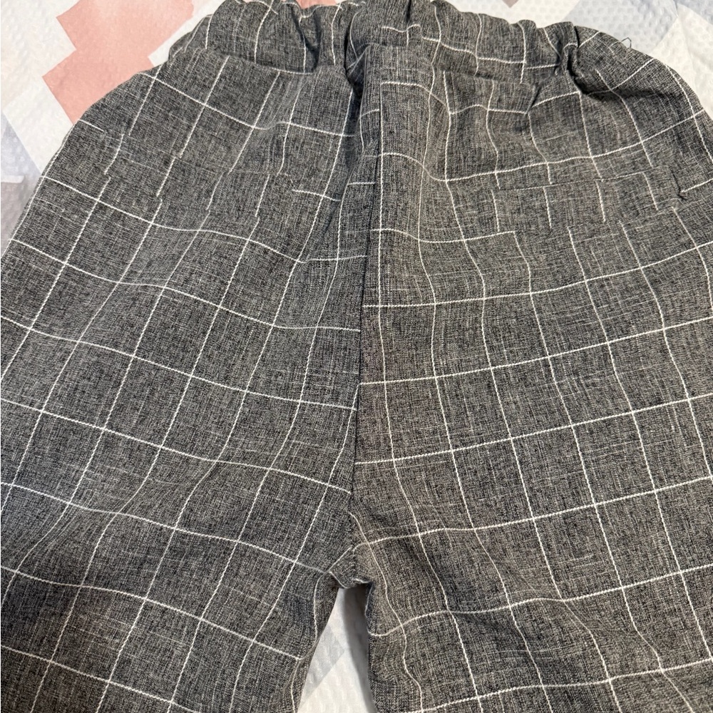 Gray Plaid Drawstring Pants - Picture 5 of 6